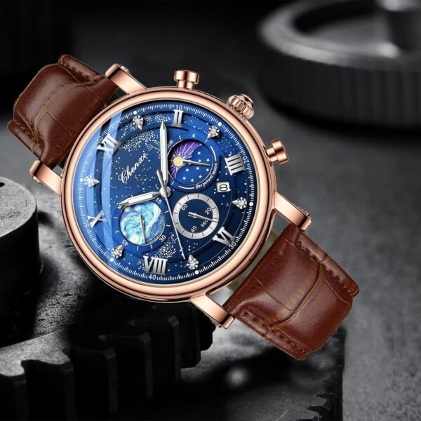 FANMIS Mens Classic Multifunctional Military Sports Analog Watch Business Dress Waterproof Luminous Chronograph Starry Sky Moon Phase Leather Wristwatch.jpg