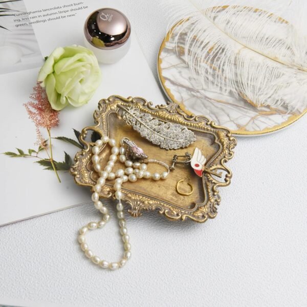 Funly mee Small Antique Trinket Dish Vintage Gold Jewelry Tray Ring Holder.jpg
