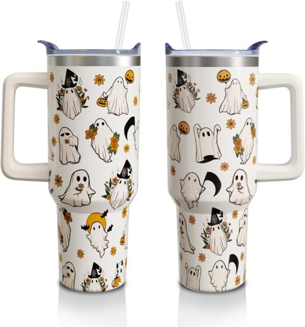 Halloween Ghost 40 Oz Tumbler With Handle and Straw Cute.jpg