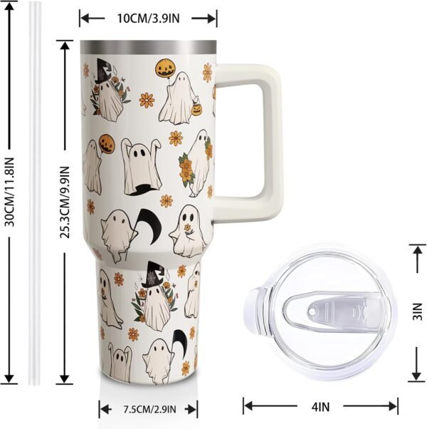 Halloween Ghost 40 Oz Tumbler With Handle and Straw Cute Spooky Stainless Steel Insulated Cup Water Bottle Holiday Gifts for Women Men 1PC.jpg