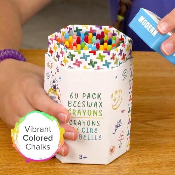 Kid Made Modern Beeswax Crayons for Toddlers Kids 60 Pieces Coloring Non Toxic Crayons with Case Built In Sharpener Ages 3.jpg