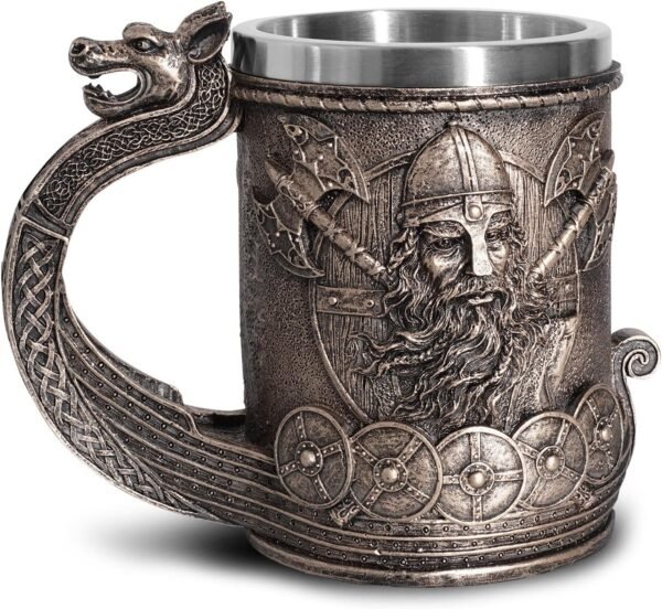 Noric Viking Ship Draon Drakkar Beer Mug Stainless Steel Liner.jpg