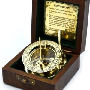 SARA NAUTICAL Antique Brass Sundial Compass Sundial Clock in Box.jpg