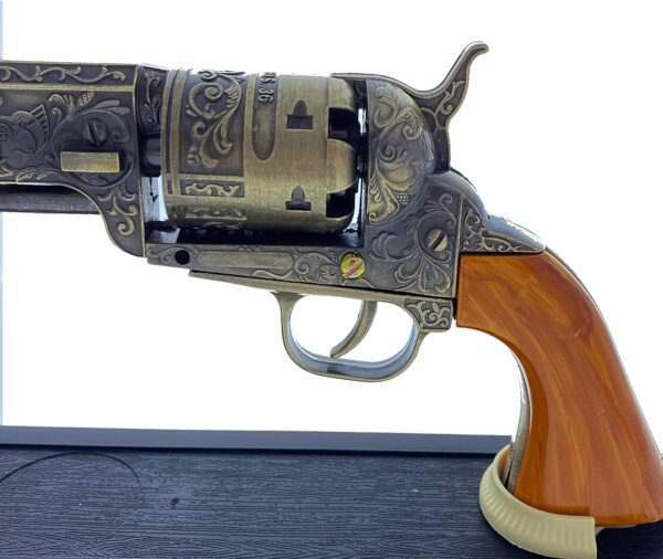 US 13 Decorative Antique Wood Western Style Navy Revolver with Display Stand Included for Collectors.jpg