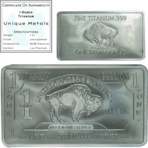 Unique Metals 1 Troy Ounce Oz Bullion Titanium Bar Paperweight.jpg