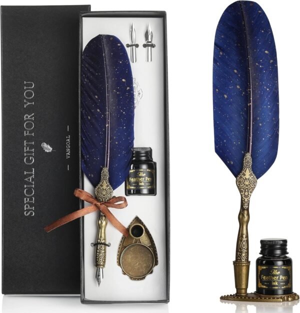 VANGOAL Vintage Carving Feather Pen Set Glittering Quill Set Antique.jpg