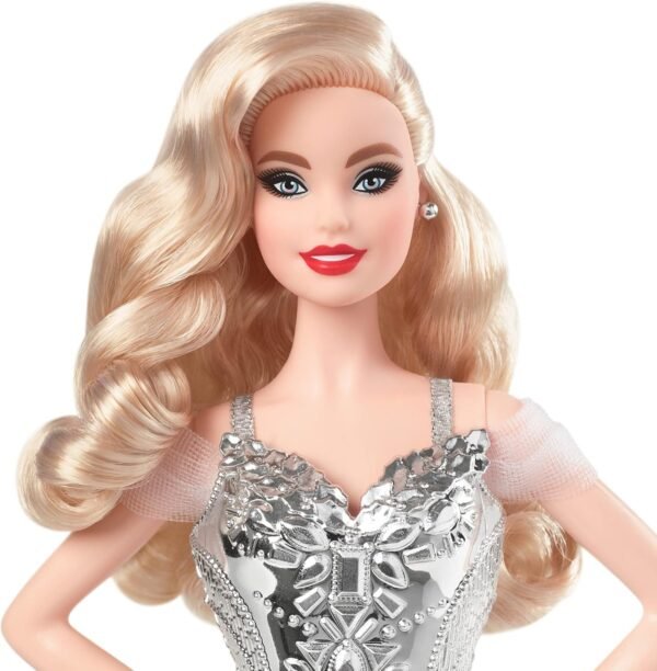 1748892253 Barbie Signature 2021 Holiday Doll 12 inch Blonde Wavy Hair in Silver Gown with Doll Stand and Certificate of Authenticity Gift for 6 Year Olds and Up.jpg