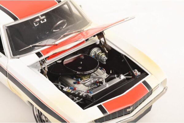 1748953454 1969 Chevy Camaro RS 18 White with Red and Black Stripes Raced Version Pro Touring Limited Edition to 498 Pieces Worldwide 118 Diecast Model Car by GMP 18986.jpg