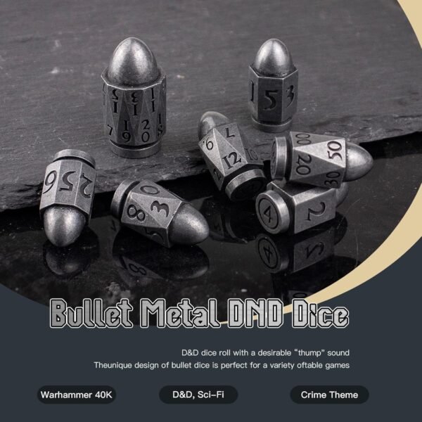 1749043458 Bullet Dice Set 36MM Large D20 for Dungeons and Dragons 7PC Role Playing Game Dice With Cyberpunk Theme for Warhammer War Crime Antique Silver.jpg