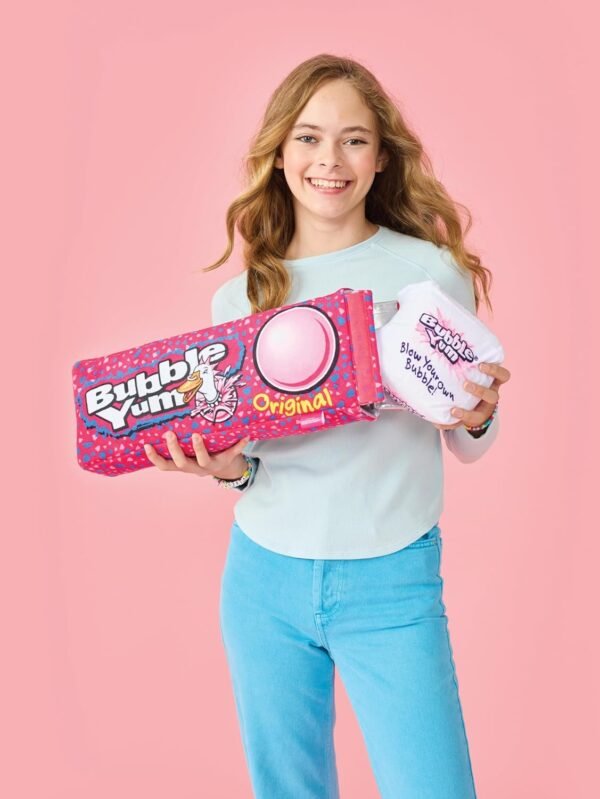 1749435857 iscream Bubble Yum Package 17 x 6 Pillow Set with Three Bubblegum Pieces in Plush Wrappers.jpg