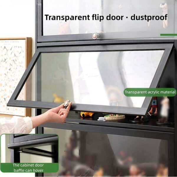 1749677053 Acrylic Display CaseDisplay Cases for CollectiblesNatural Bamboo Frame Flip Door Design for Organizers Storage Curio Figure Helmet Living Room 23.62x12.59x55.11in Black.jpg