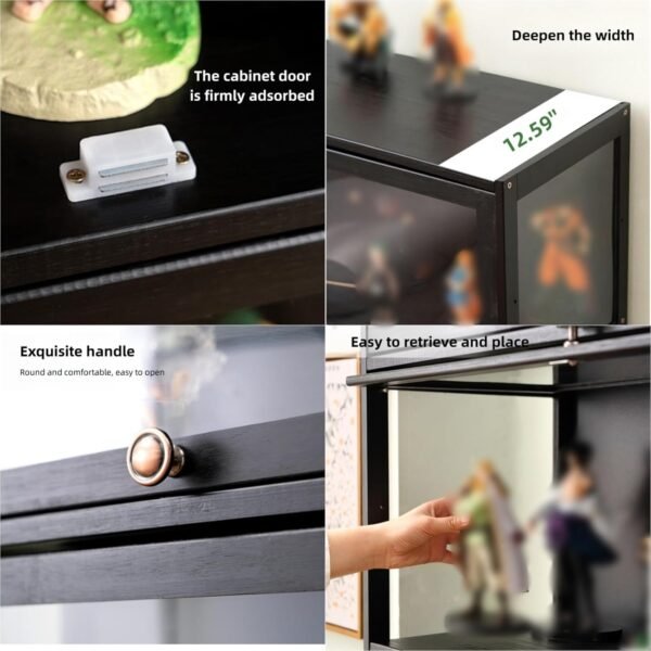 1749677054 Acrylic Display CaseDisplay Cases for CollectiblesNatural Bamboo Frame Flip Door Design for Organizers Storage Curio Figure Helmet Living Room 23.62x12.59x55.11in Black.jpg