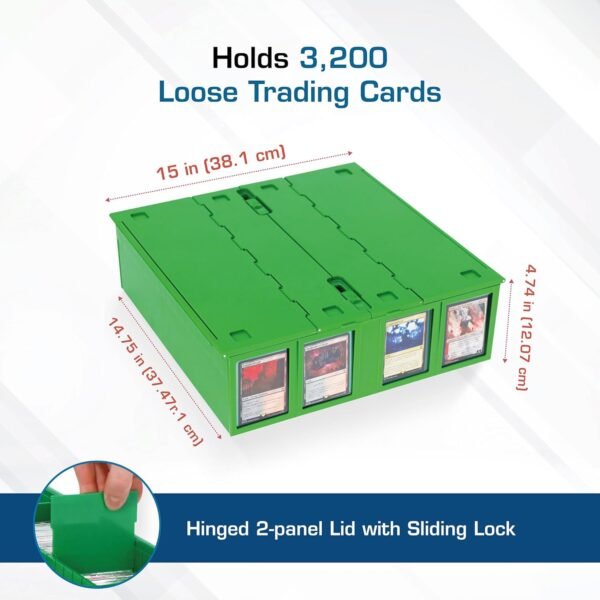 1749975851 BCW Collectible Card Bin 4 Pack Green Holds 3200 Cards Each Includes 4 Dividers Per Bin Storage for Pokemon MTG Sports Cards.jpg
