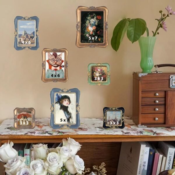1750008251 WINPLUS Vintage Picture frames 3x3Luxury Antique Photo Frames With Golden Embossed Flower Furnishing Retro Style Decor Wall and Tabletop Display Art Gallery 3 3 Green.jpg