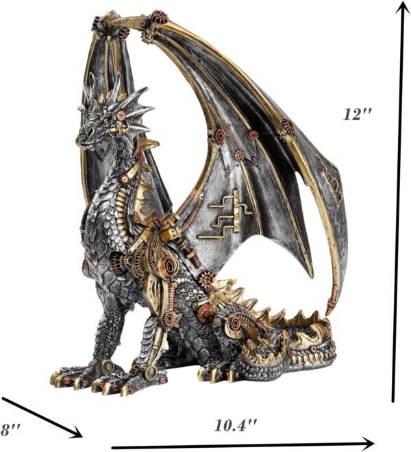 1750339454 Steampunk Dragon Statue Gothic Retro Mechanical Gear Sitting Dragon Metallic Look Resin Sculpture for Home Man Cave Decor 12 High.jpg