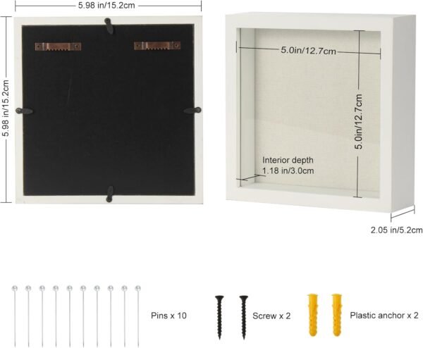 1750595051 TJ.MOREE Small Shadow Box Frame 5 x 5 Shadowbox Display Case Wooden Picture Frame with Glass Pet Memorabilia Medals Photos for Wall and Tabletop White.jpg