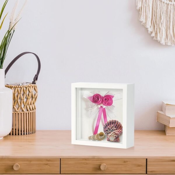 1750595052 TJ.MOREE Small Shadow Box Frame 5 x 5 Shadowbox Display Case Wooden Picture Frame with Glass Pet Memorabilia Medals Photos for Wall and Tabletop White.jpg