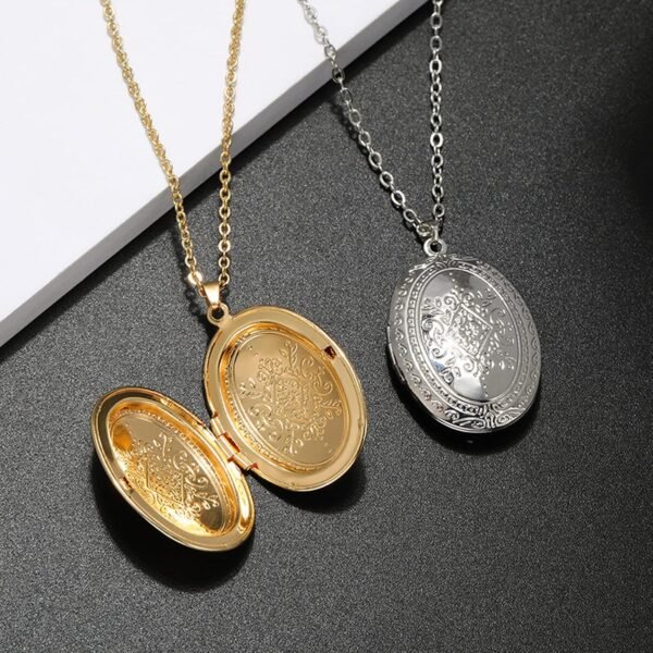1750897451 Vintage Engraved Flower Empaistic Photo Locket Hold Picture Oval Round Pendant Necklace Antique Carved Pattern Souvenir Memorial Clavicle Jewelry for Women.jpg