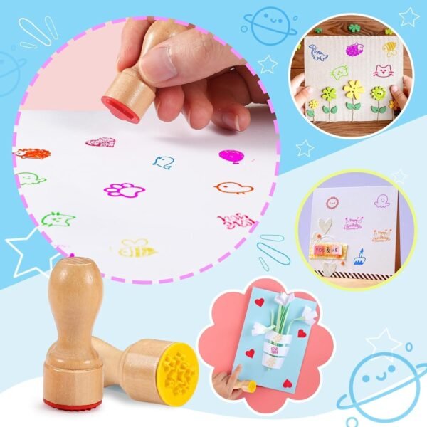 1751239452 MeCids Stamps for Kids 21Pcs Wooden Stamp Set Animal Stamps Star Rainbow Cute Pattern Stamp for Kids Birthday Gift Party Favor Carnival Prizes Kid Art Projects Ages 3.jpg