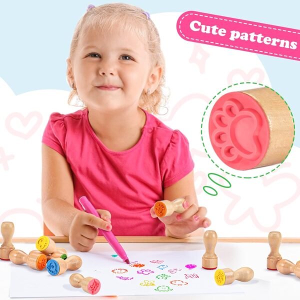 1751239453 MeCids Stamps for Kids 21Pcs Wooden Stamp Set Animal Stamps Star Rainbow Cute Pattern Stamp for Kids Birthday Gift Party Favor Carnival Prizes Kid Art Projects Ages 3.jpg