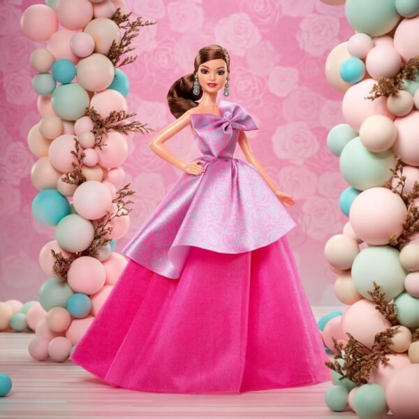 1751261054 Barbie Signature Birthday Wishes Doll Collectible Fashion Doll in Satiny Pink Dress with Wavy Brown Hair and Giftable Packaging.jpg