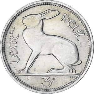 1942 1969 Irish Threepence Coin Lucky Hare Motif ½ Reul.jpg