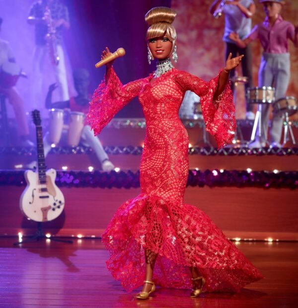 Barbie Inspiring Women Doll Celia Cruz Queen of Salsa in Red Lace Dress with Golden Microphone Collectible with Doll Stand Certificate of Authenticity.jpg