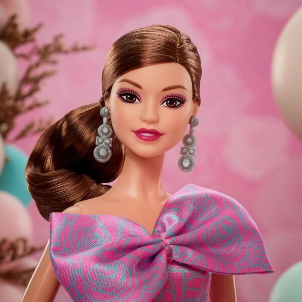 Barbie Signature Birthday Wishes Doll Collectible Fashion Doll in Satiny Pink Dress with Wavy Brown Hair and Giftable Packaging.jpg