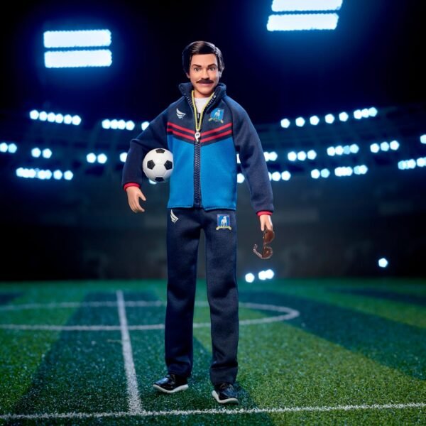 Barbie Signature Fashion Doll Ted Lasso Wearing Blue Tracksuit with AFC Richmond Logo Collectible in Displayable Packaging.jpg