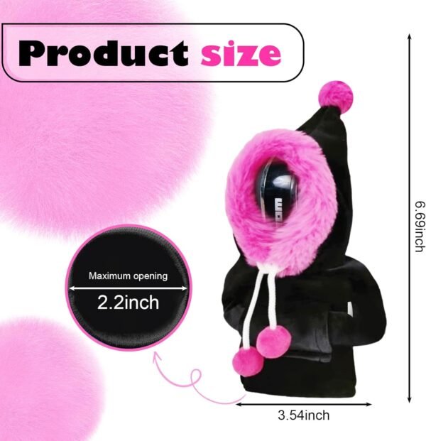 Car Gear Shift Hoodie Funny Plush Universal Cars Shift Knob Cover Mini Hoodie for Auto Shifter Automotive Interior Cute Gadgets Accessories Decor for Women Men Black Rose Red.jpg
