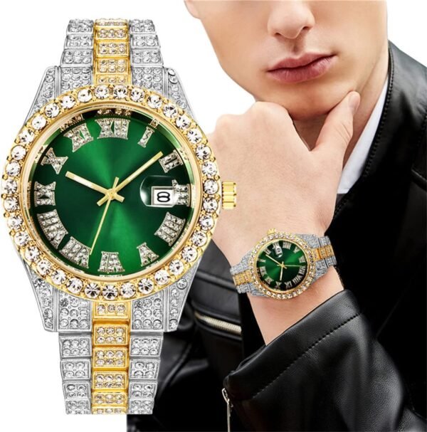 CdyBox 3 Pack Luxury Men Hip Hop Watch with Roman Scale Calendar Diamond Wrist Watch Stainless Steel Watches.jpg