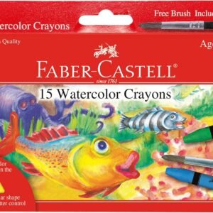 Faber Castell Watercolor Crayons with Brush 15 Colors Premium Quality.jpg