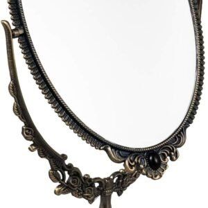 Feyarl Small Metal Vintage Makeup Mirror Floral Tabletop Oval Vanity.jpg