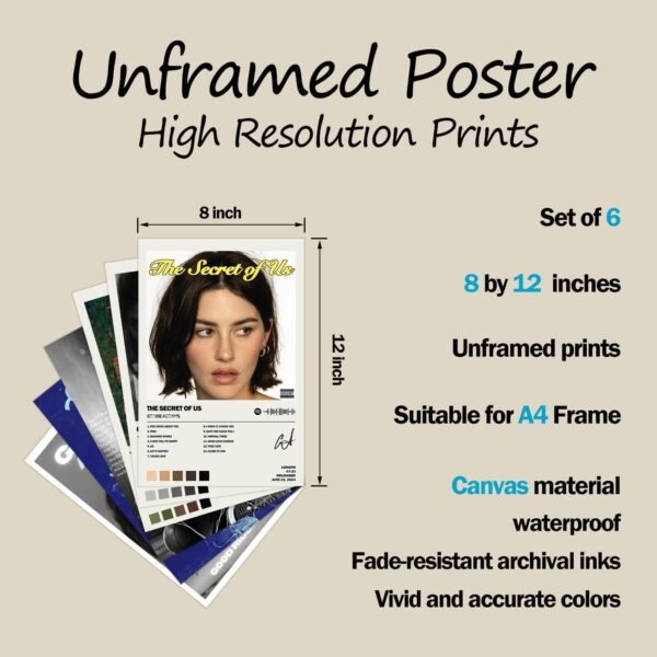 Gracie Poster Album Cover Limited Edition Set of 6 Unframed 8x12inch 20x30cm Room Aesthetic Scannable Song Code Music Posters.jpg