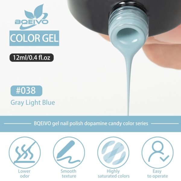 Gray Light Blue Gel Nail Polish 12 ml Chic dopamine candy color Submerge in water right after curing with LED lamp Ideal for at home nail art.jpg