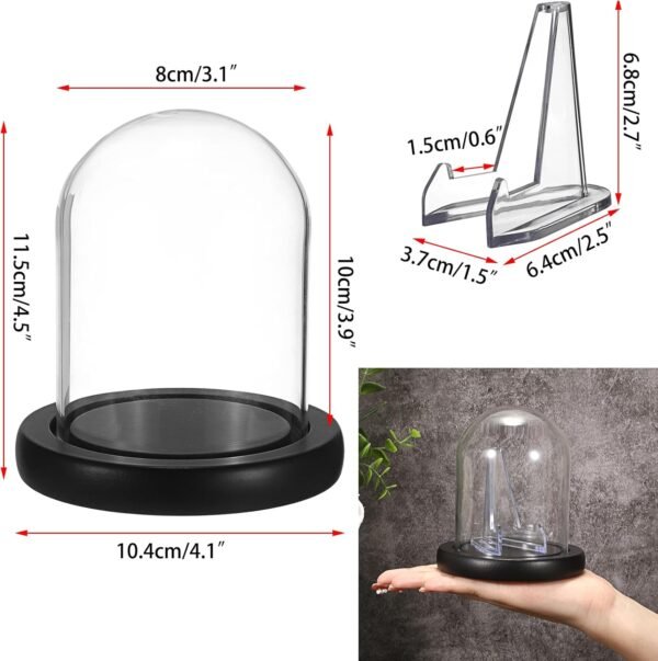 JUXYES Clear Watch Glass Display Dome Cloche with Display Stand Clear Terrarium Jar Cloche Bell with Wooden Base Glass Display Dome for Pocket Watches Medals Coins Ornaments.jpg