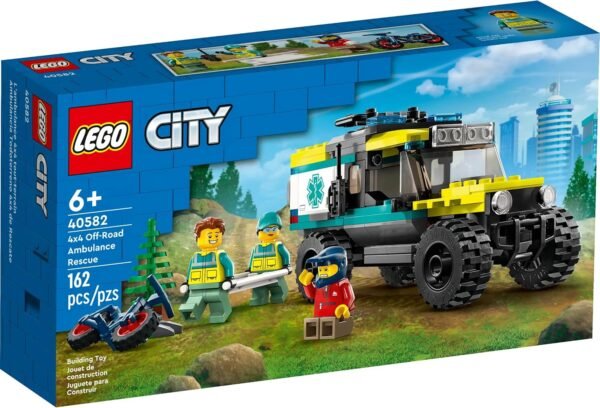 LEGO 40582 City 4x4 Off Road Ambulance Rescue Limited Edition 2023 Set 6 162 Pieces with Cool Off Road Vehicle and 3 Minfigures Yellow Green and Red as Main Colours.jpg