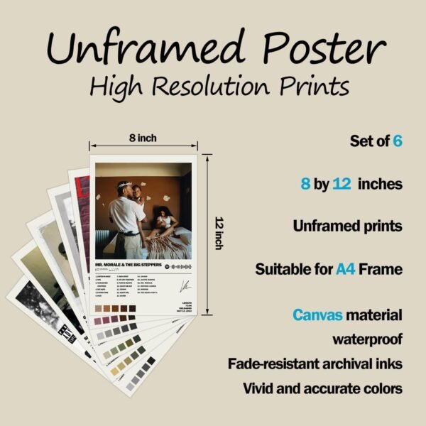 MISTRARA Kendrick Poster Lamar Album Cover Limited Edition Posters Set of 6 Unframed 8inch X 12inch20 X 30cm Room Aesthetic Scannable Song Code Music Posters.jpg