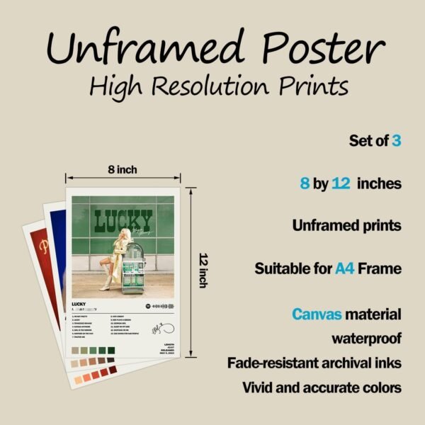 MISTRARA Megan Poster Moroney Album Cover Limited Edition Posters Set of 3 Unframed 8inch X 12inch20 X 30cm Room Aesthetic Scannable Song Code Music Posters.jpg