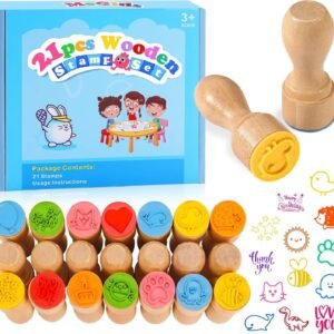 MeCids Stamps for Kids 21Pcs Wooden Stamp Set Animal.jpg
