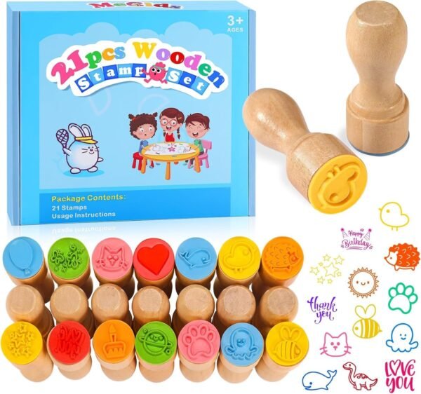 MeCids Stamps for Kids 21Pcs Wooden Stamp Set Animal.jpg
