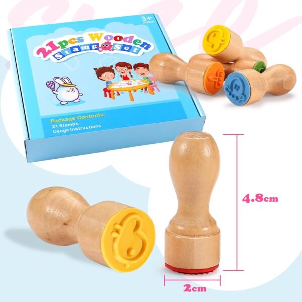 MeCids Stamps for Kids 21Pcs Wooden Stamp Set Animal Stamps Star Rainbow Cute Pattern Stamp for Kids Birthday Gift Party Favor Carnival Prizes Kid Art Projects Ages 3.jpg