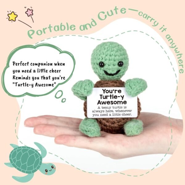 Mini Funny Turtle Crochet Gifts Birthday Gifts for Women Men Presents Inspirational Small Animals Cute Stuff Things Handmade Emotional Positive Crochet Turtle Decor.jpg