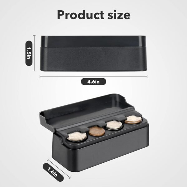 SINGARO Coin Holder for Car Coin Change Organizer Compatible with Coins of Different Sizes Dash Mounted Holder Suitable for Most Cars Trucks2PCS Black.jpg