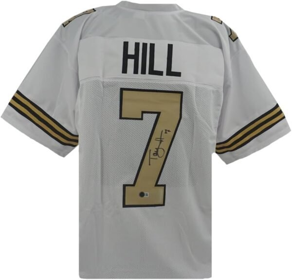 Taysom Hill Autographed New Orleans Custom White Football Jersey BAS.jpg
