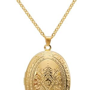 Vintage Engraved Flower Empaistic Photo Locket Hold Picture Oval Round.jpg