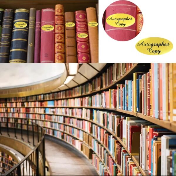 1008 PCS Autographed Copy Stickers 1 x 2 Inch Oval Gold Foil Labels Gold Foil Autographed Sticker.jpg