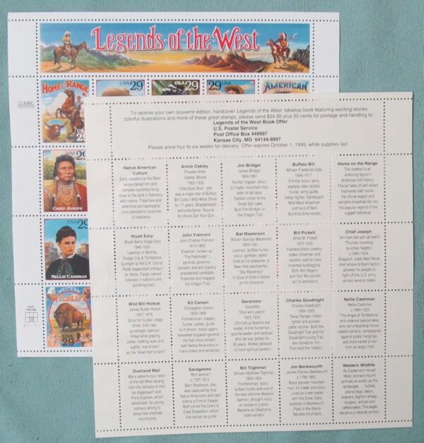 1751387051 Legends of the West Complete Pane of Twenty 29 Cent Stamps Scott 2869 By USPS.jpg