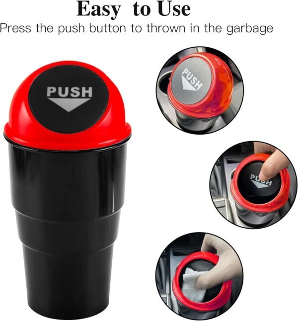 1751595853 JUSTTOP Automotive Cup Holder Garbage Mini car Trash can Small Automatic Portable Trash can with lid for car Home Office Red.jpg