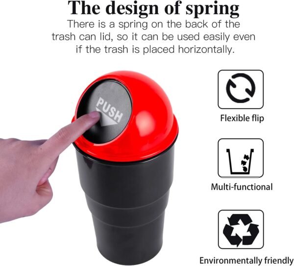 1751595854 JUSTTOP Automotive Cup Holder Garbage Mini car Trash can Small Automatic Portable Trash can with lid for car Home Office Red.jpg